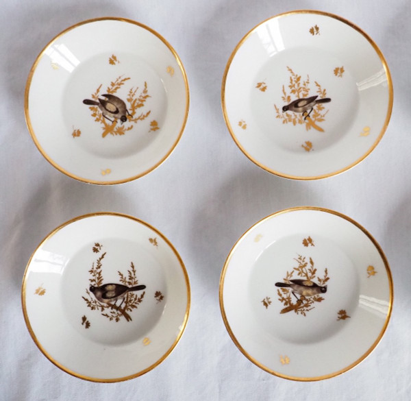 Directoire period Brussels Porcelain Coffee Service: 8 Bird Cups