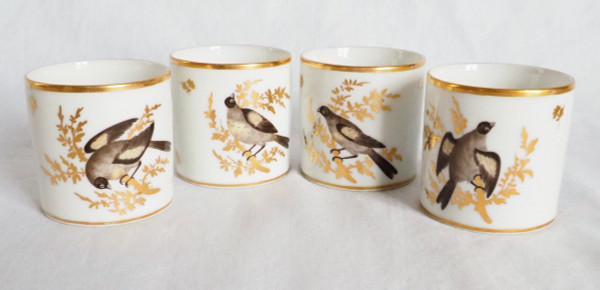 Directoire period Brussels Porcelain Coffee Service: 8 Bird Cups