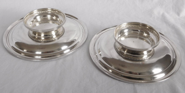 Pair of Louis XVI Style Presentation Plates, Sterling Silver, Minerve Marked