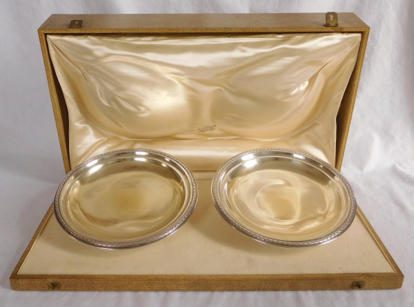 Pair of Louis XVI Style Presentation Plates, Sterling Silver, Minerve Marked