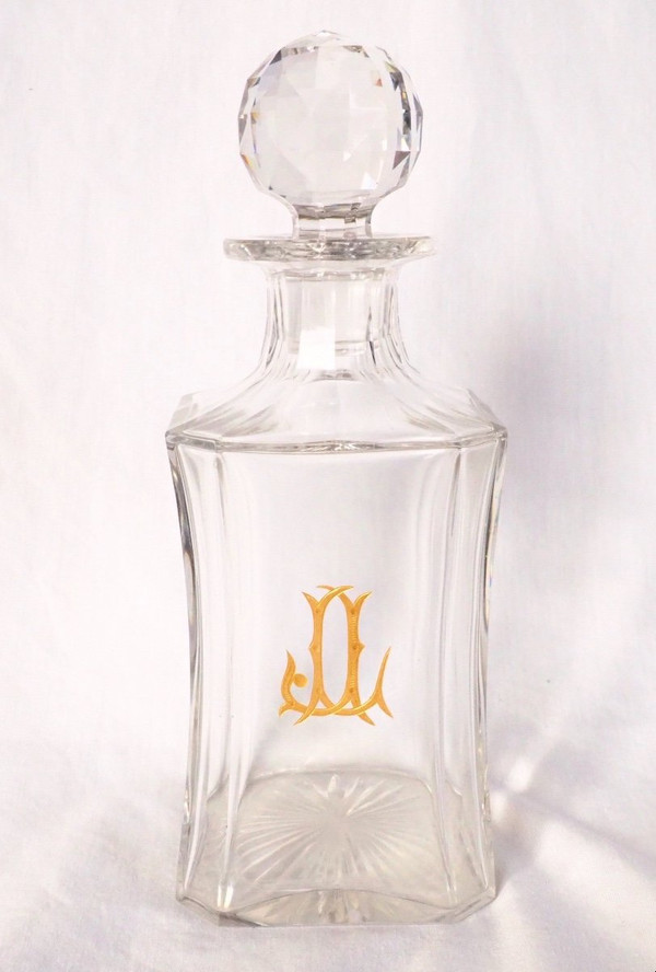 Grande Carafe à Cognac / Carafe à Whisky En Cristal De Baccarat, Monogramme JL