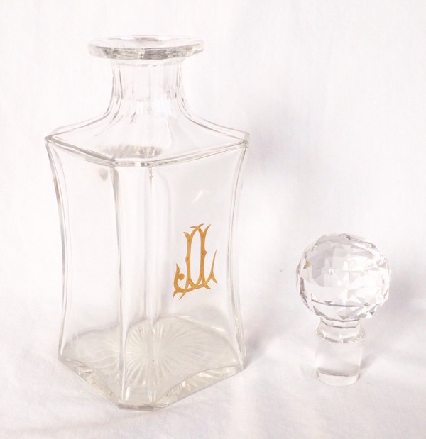 Grande Carafe à Cognac / Carafe à Whisky En Cristal De Baccarat, Monogramme JL