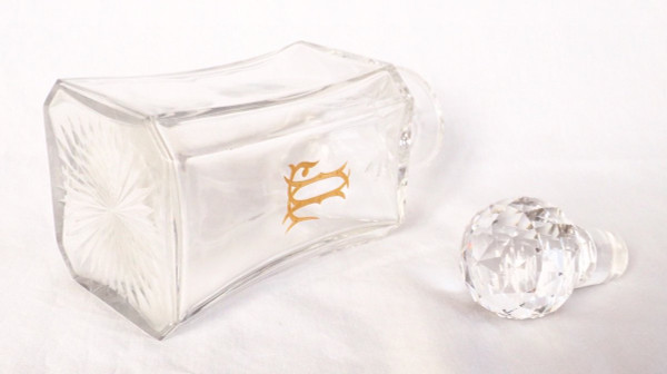 Grande Carafe à Cognac / Carafe à Whisky En Cristal De Baccarat, Monogramme JL