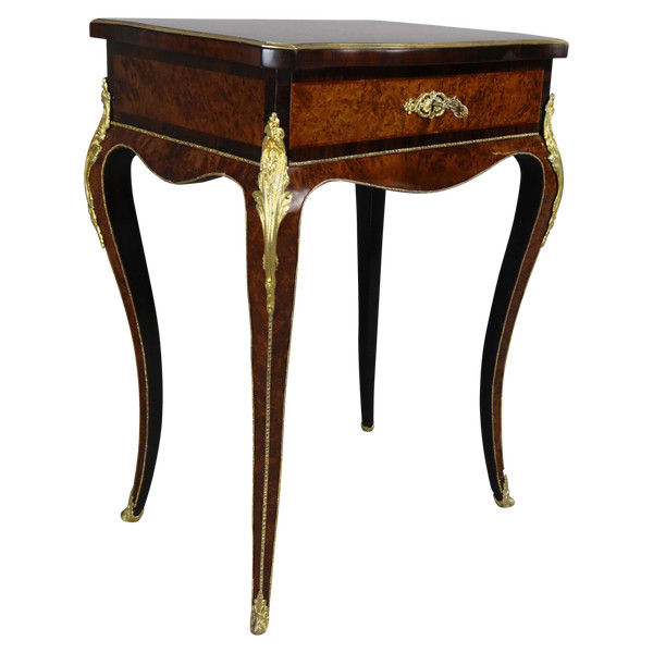 Marquetry table signed TAHAN