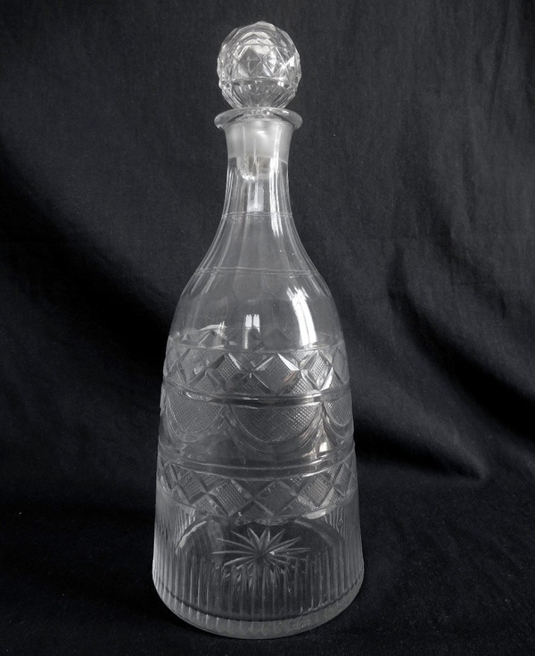 Le Creusot : Carafe à Vin / Carafe à Whisky Taillée, époque Empire Restauration Vers 1830