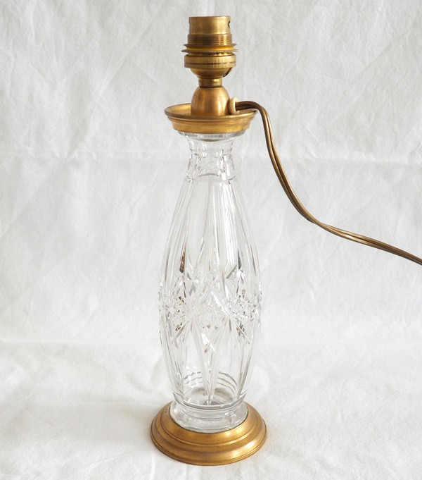Baccarat – Lampensockel aus Kristall und vergoldeter Bronze – Papieretikett