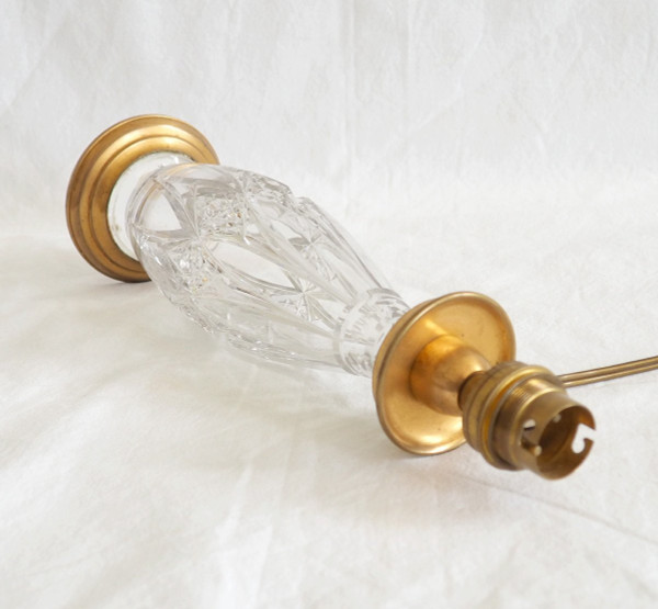 Baccarat – Lampensockel aus Kristall und vergoldeter Bronze – Papieretikett
