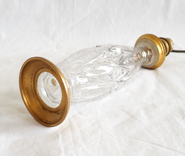 Baccarat – Lampensockel aus Kristall und vergoldeter Bronze – Papieretikett