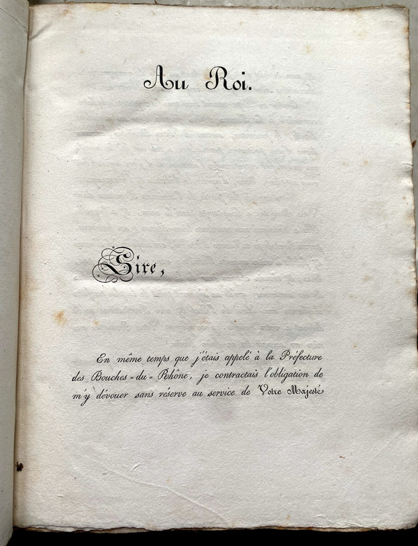 3 volumi in 4 non rifilati della "Statistica del dipartimento delle Bocche del Rodano dedicata al Re da M. le Comte de Villeneuve". Marsiglia 1821