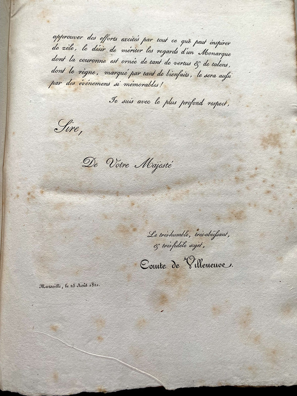 3 volumi in 4 non rifilati della "Statistica del dipartimento delle Bocche del Rodano dedicata al Re da M. le Comte de Villeneuve". Marsiglia 1821