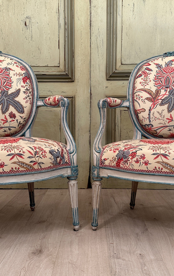 Georges Jacob, Paire De Fauteuils Cabriolet Estampillés d'Epoque Transition Vers 1770