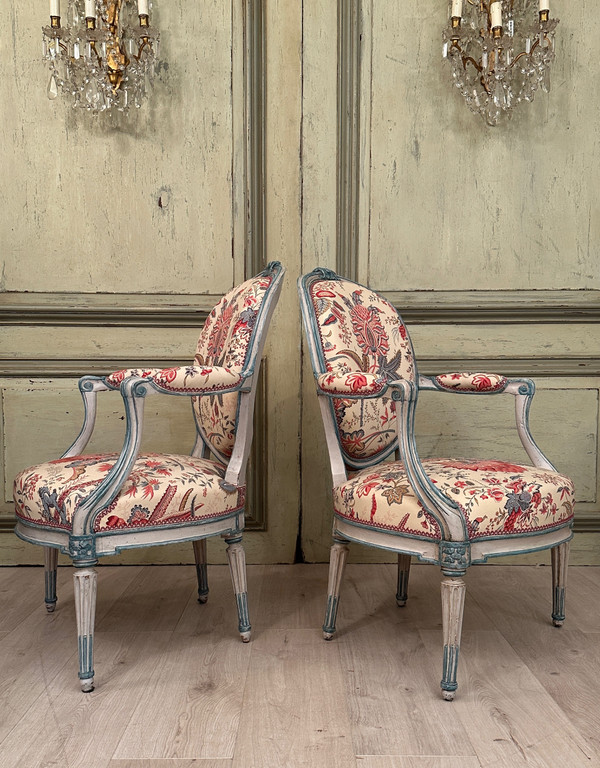 Georges Jacob, Paire De Fauteuils Cabriolet Estampillés d'Epoque Transition Vers 1770