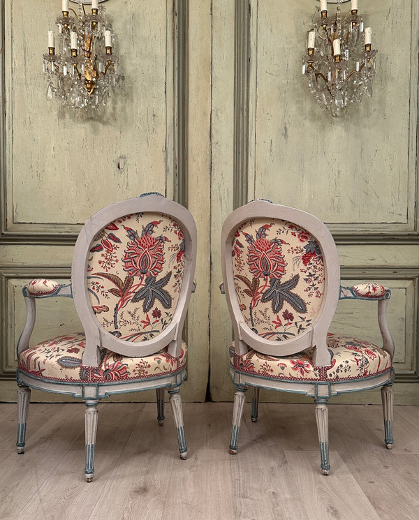 Georges Jacob, Paire De Fauteuils Cabriolet Estampillés d'Epoque Transition Vers 1770