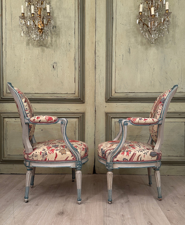 Georges Jacob, Paire De Fauteuils Cabriolet Estampillés d'Epoque Transition Vers 1770