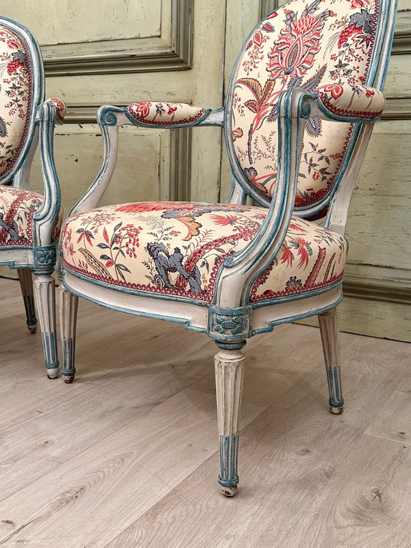 Georges Jacob, Paire De Fauteuils Cabriolet Estampillés d'Epoque Transition Vers 1770
