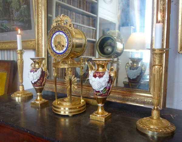 Return from Egypt Clock In Gilt Bronze, Blue Enamel - Consulate Period Circa 1800
