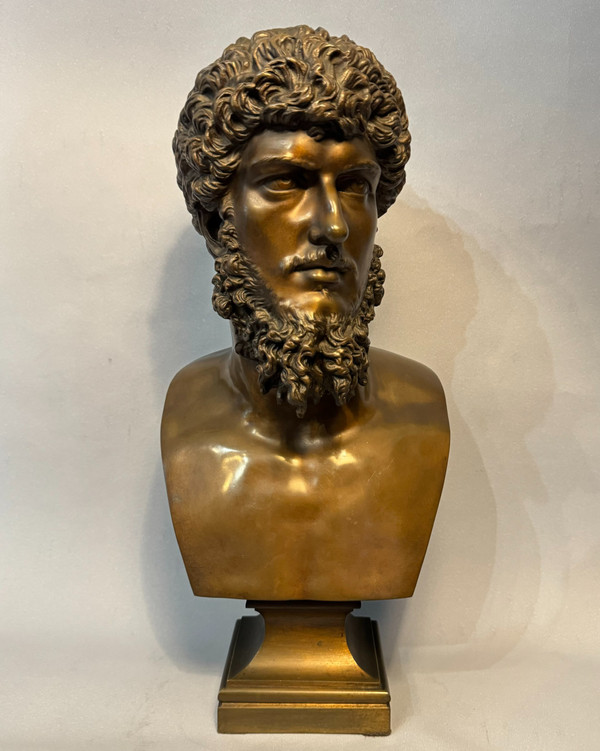 LUCIUS VERUS, busto in bronzo dell'imperatore romano