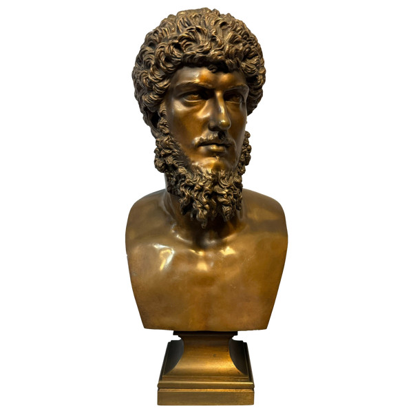 LUCIUS VERUS, busto in bronzo dell'imperatore romano