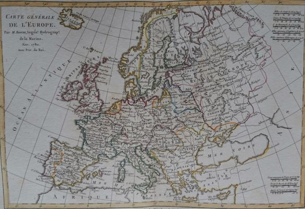 Pair Of Maps Of Europe, 18th Century, Cartographer R. Bonne