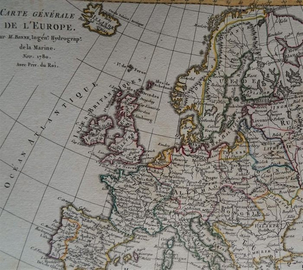 Pair Of Maps Of Europe, 18th Century, Cartographer R. Bonne