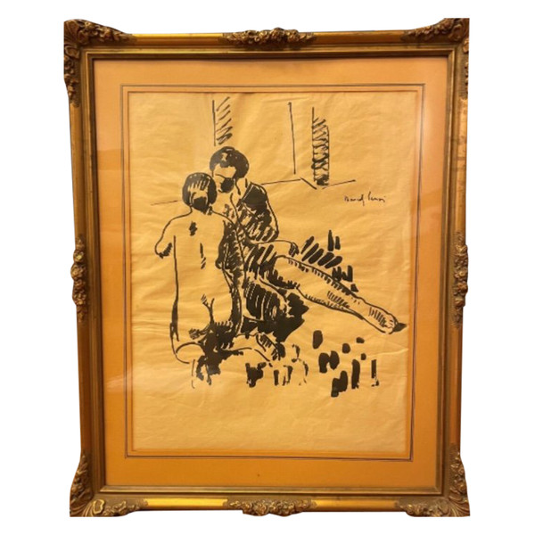 Marcel-Lenoir (1872-1931), Couple, India ink signed