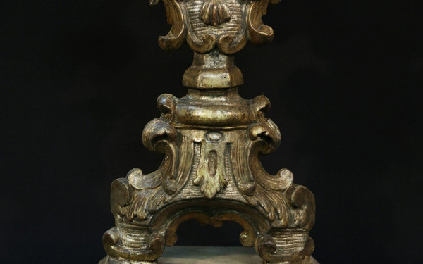 Candelabra Louis XIV Bois Doré Argenté, 17th century (73 Cm)