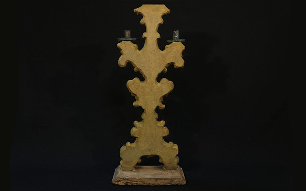 Candelabra Louis XIV Bois Doré Argenté, 17th century (73 Cm)