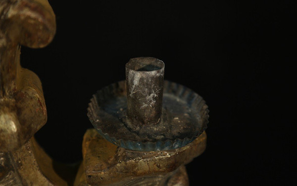 Candelabra Louis XIV Bois Doré Argenté, 17th century (73 Cm)