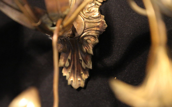 Pair of gold-plated electrified wall lights