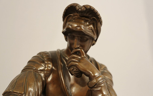 Bronzo, Lorenzo De' Medici dopo Michelangelo, fusione Barbedienne (54 cm)