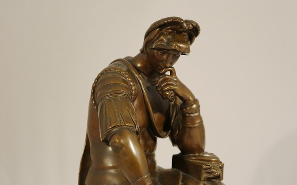 Bronzo, Lorenzo De' Medici dopo Michelangelo, fusione Barbedienne (54 cm)