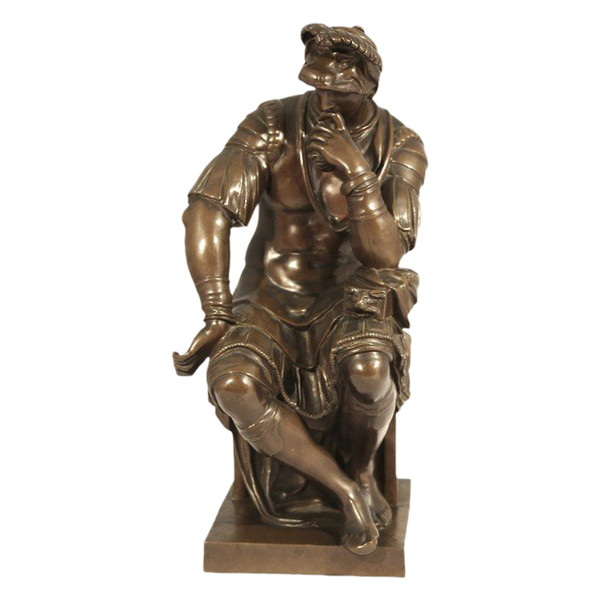 Bronzo, Lorenzo De' Medici dopo Michelangelo, fusione Barbedienne (54 cm)