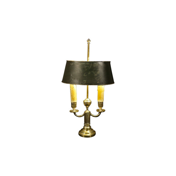 Lampada Bouillotte, 2 luci, XIX secolo, bronzo argentato