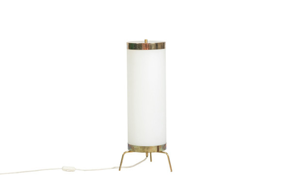 Lamp in white opaline and gilded brass, 1970s