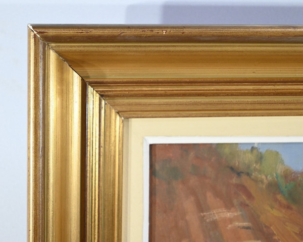 Huile sur Bois « Maison en Brière », signée E. Gautier – 1955