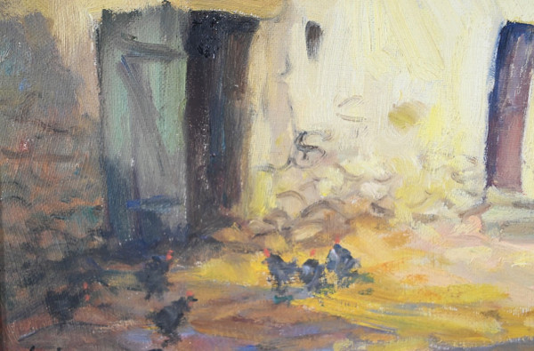 Huile sur Bois « Maison en Brière », signée E. Gautier – 1955