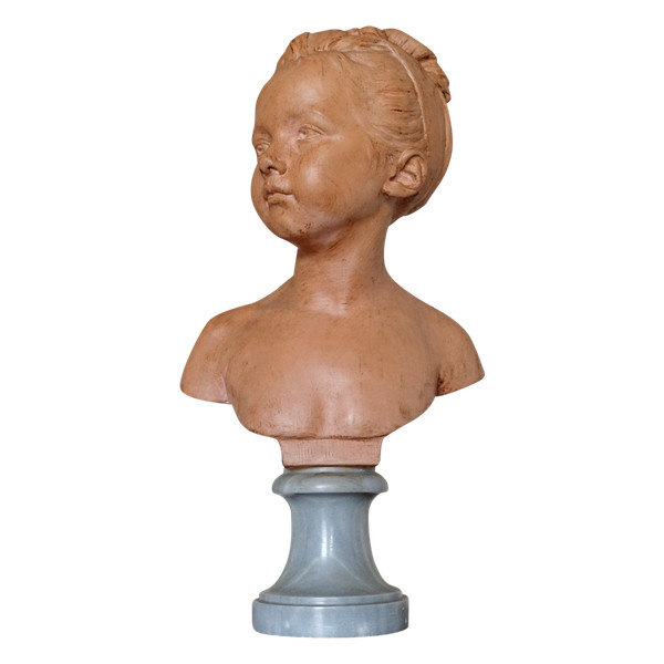 Bust Of Louise Brongniart After Houdon, Terracotta And Turquin Marble, Late 19th Century - 45cm