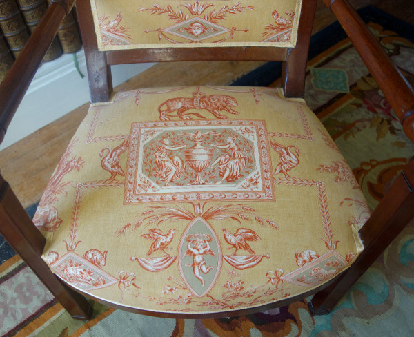 Empire Consulate Period Office Armchair In Mahogany - Printed Canvas