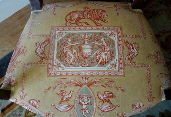 Empire Consulate Period Office Armchair In Mahogany - Printed Canvas
