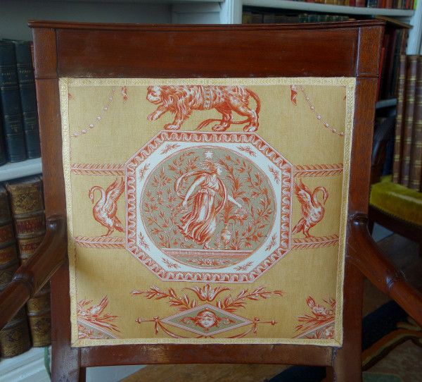 Empire Consulate Period Office Armchair In Mahogany - Printed Canvas