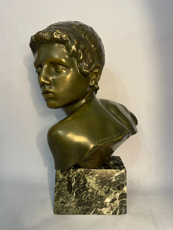 ArtDeco bronze bust of Achilles by Constant Roux