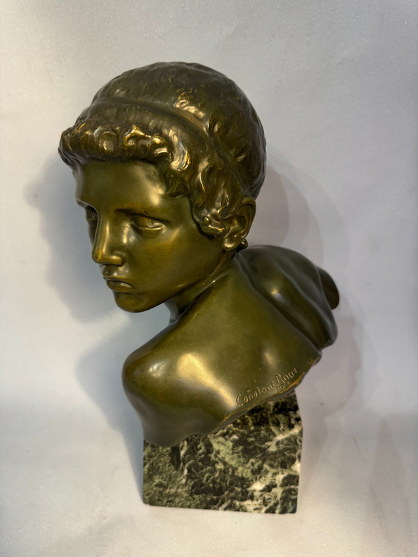 ArtDeco bronze bust of Achilles by Constant Roux