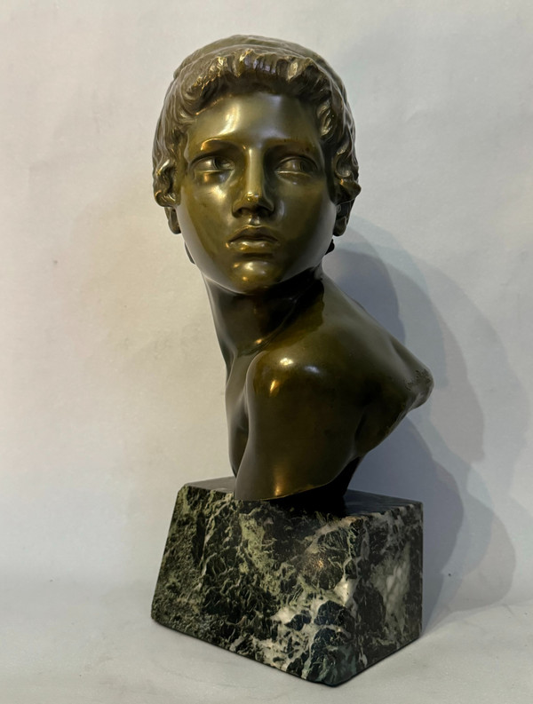 ArtDeco bronze bust of Achilles by Constant Roux