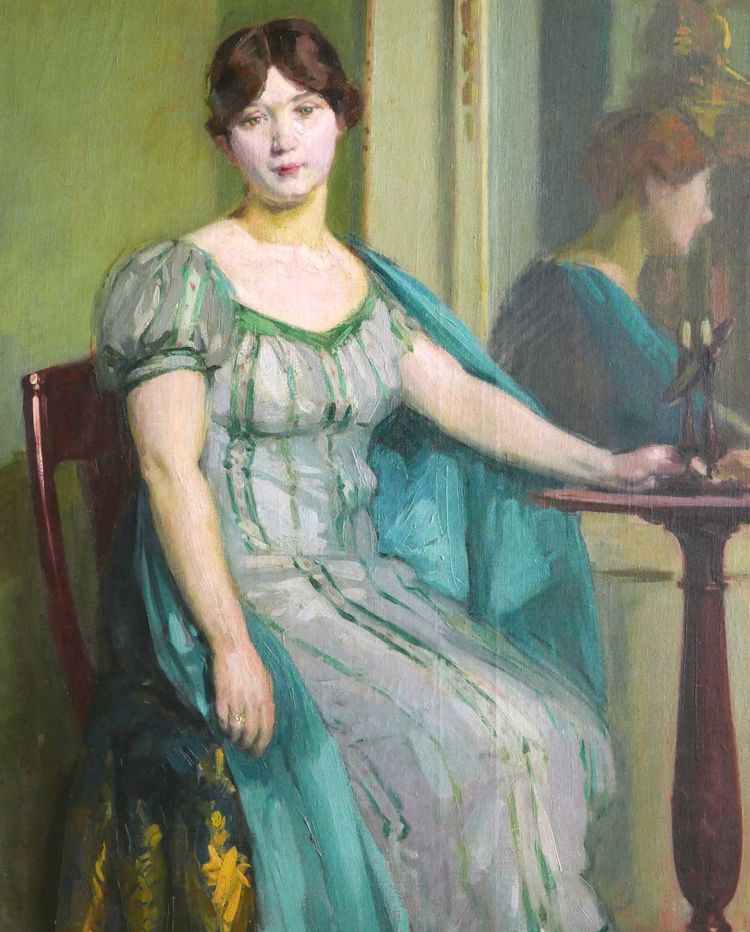 Claudio CASTELUCHO y DIANA, Young woman with green eyes seated in an Empire interior