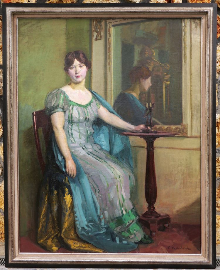 Claudio CASTELUCHO y DIANA, Young woman with green eyes seated in an Empire interior