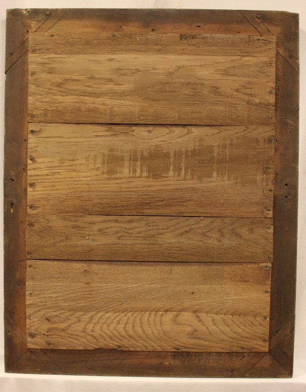 Small Rectangle Mirror, Green Tone Patina and Gold Leaf 49 x 62 Cm