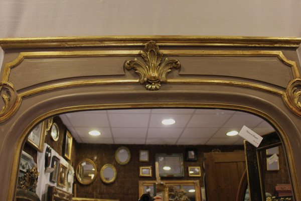 Louis XV Style Fireplace Overmantel Mirror, Gold Leaf And Patina 110 X 171 Cm