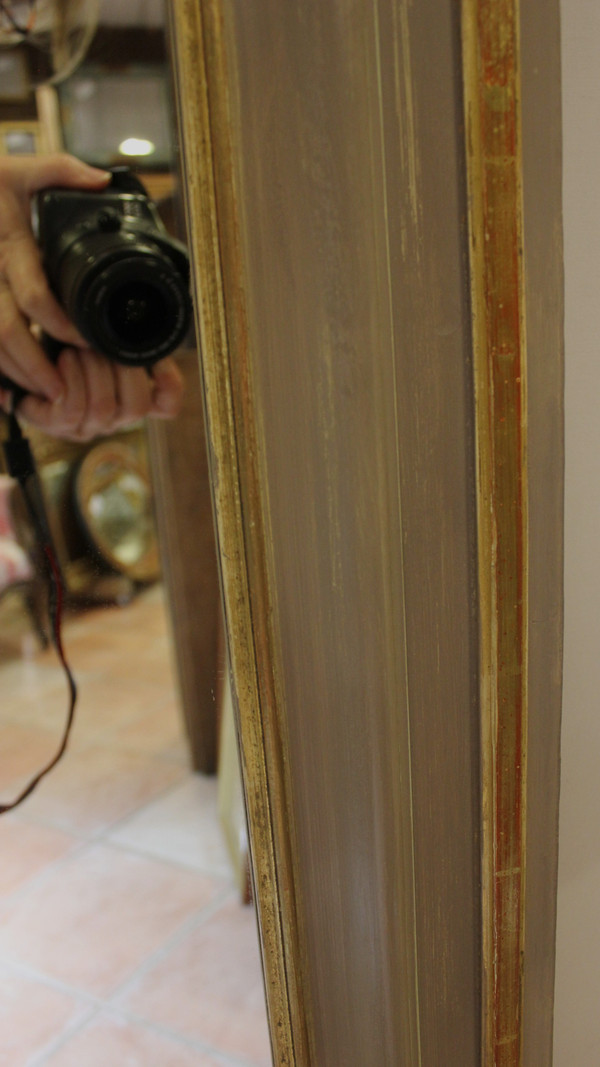 Louis XV Style Fireplace Overmantel Mirror, Gold Leaf And Patina 110 X 171 Cm