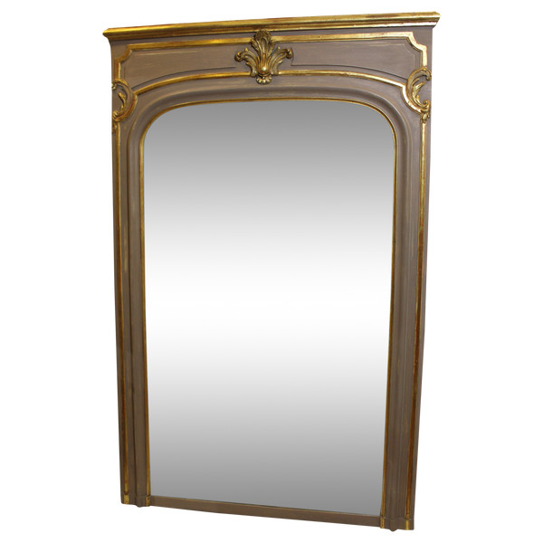 Louis XV Style Fireplace Overmantel Mirror, Gold Leaf And Patina 110 X 171 Cm