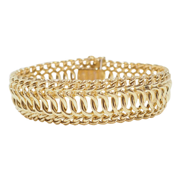 Amerikanisches Vintage-Mesh-Armband aus Gelbgold